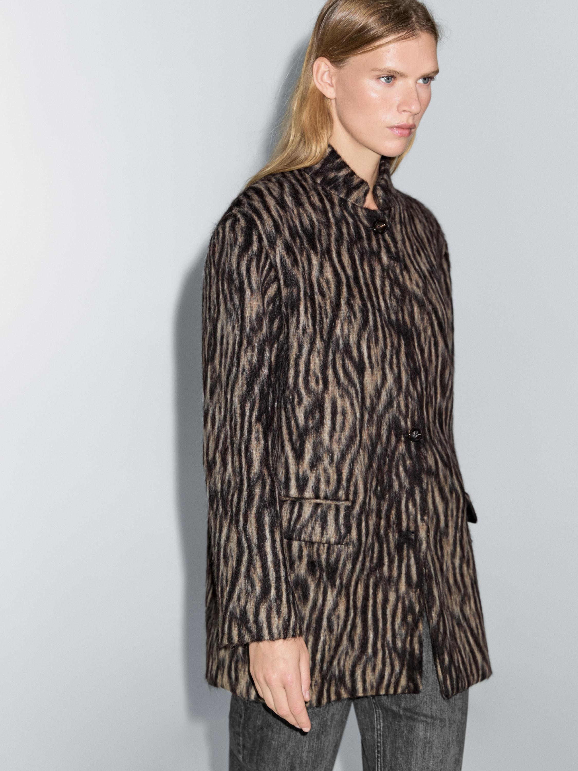 Manteau laine à imprimé animal